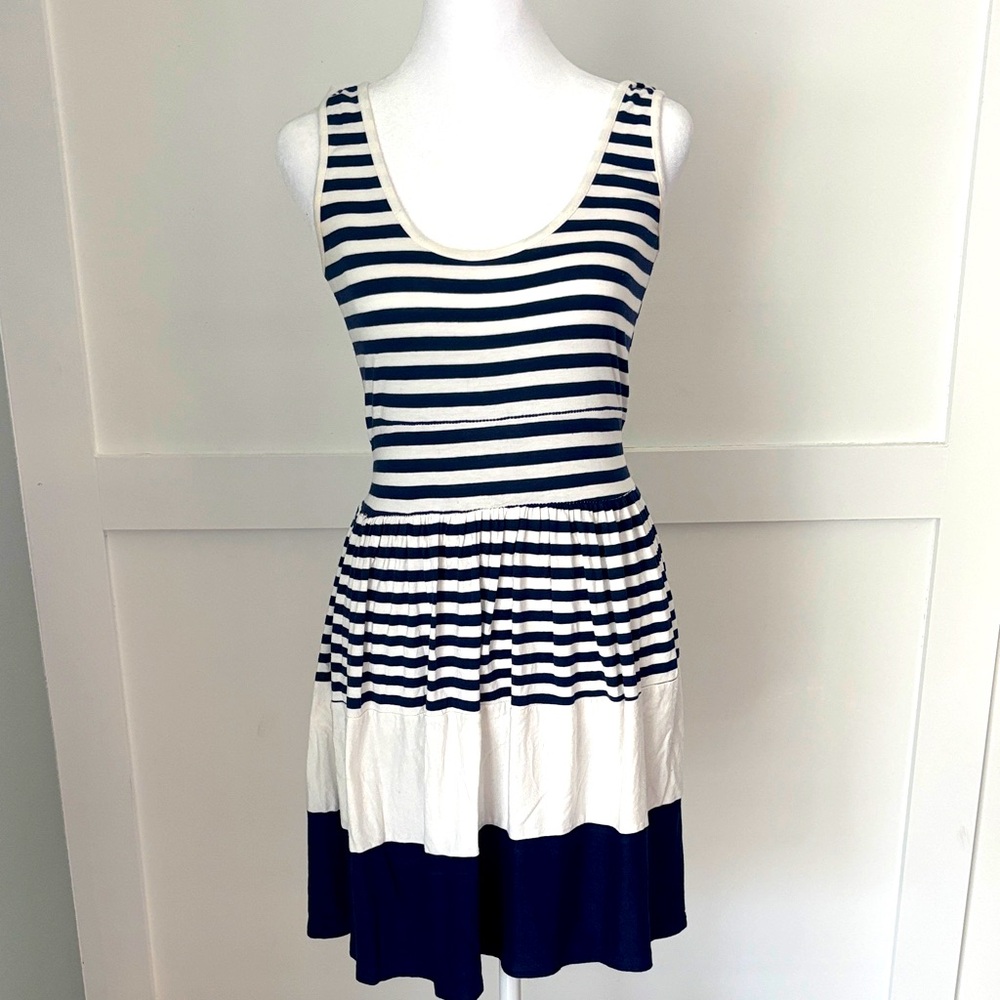 Striped Navy and White Sleeveless Dress size small